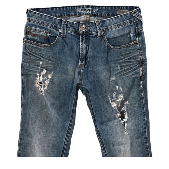 Industry Supply co Mens Jeans Blue Size 34x34 Denim Distressed Relaxed Straight - Picture 2 of 12